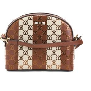Valentino Crossbody by Mario Valentino. New. Cream Brown Multi Color